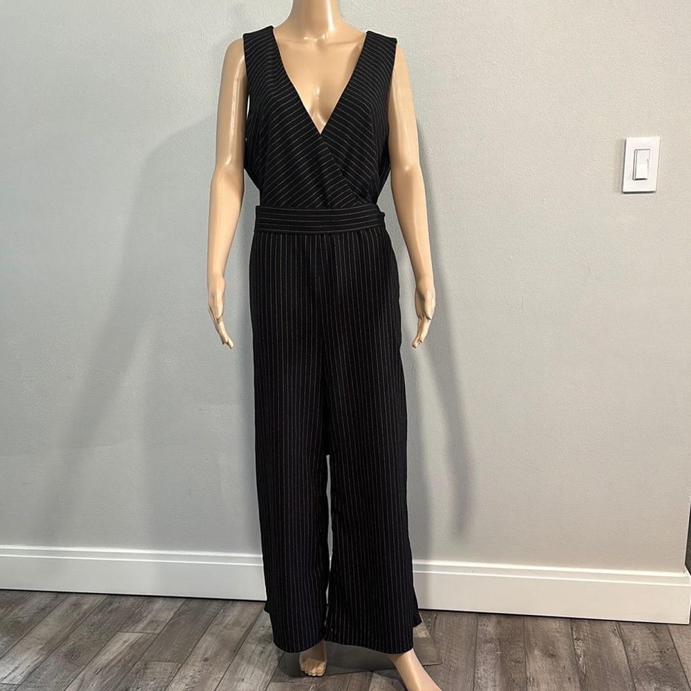 Black Pinstripe Jumpsuit